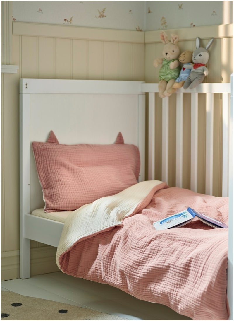 3-Piece Bedlinen Set for Cot, Pale Pink/Beige