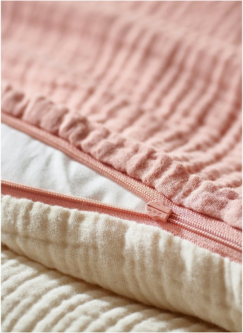 3-Piece Bedlinen Set for Cot, Pale Pink/Beige