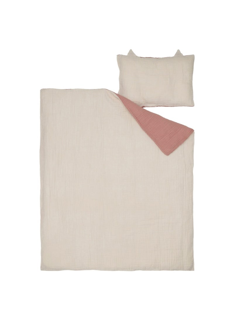 3-Piece Bedlinen Set for Cot, Pale Pink/Beige