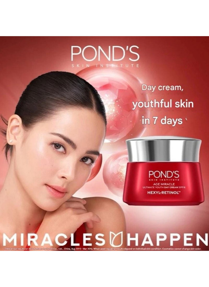 Pond's Age Miracle Ultimate Youth Hexyl Retinol Day Cream + Night Cream Fills Wrinkles Plumps Up Skin 45g X 2