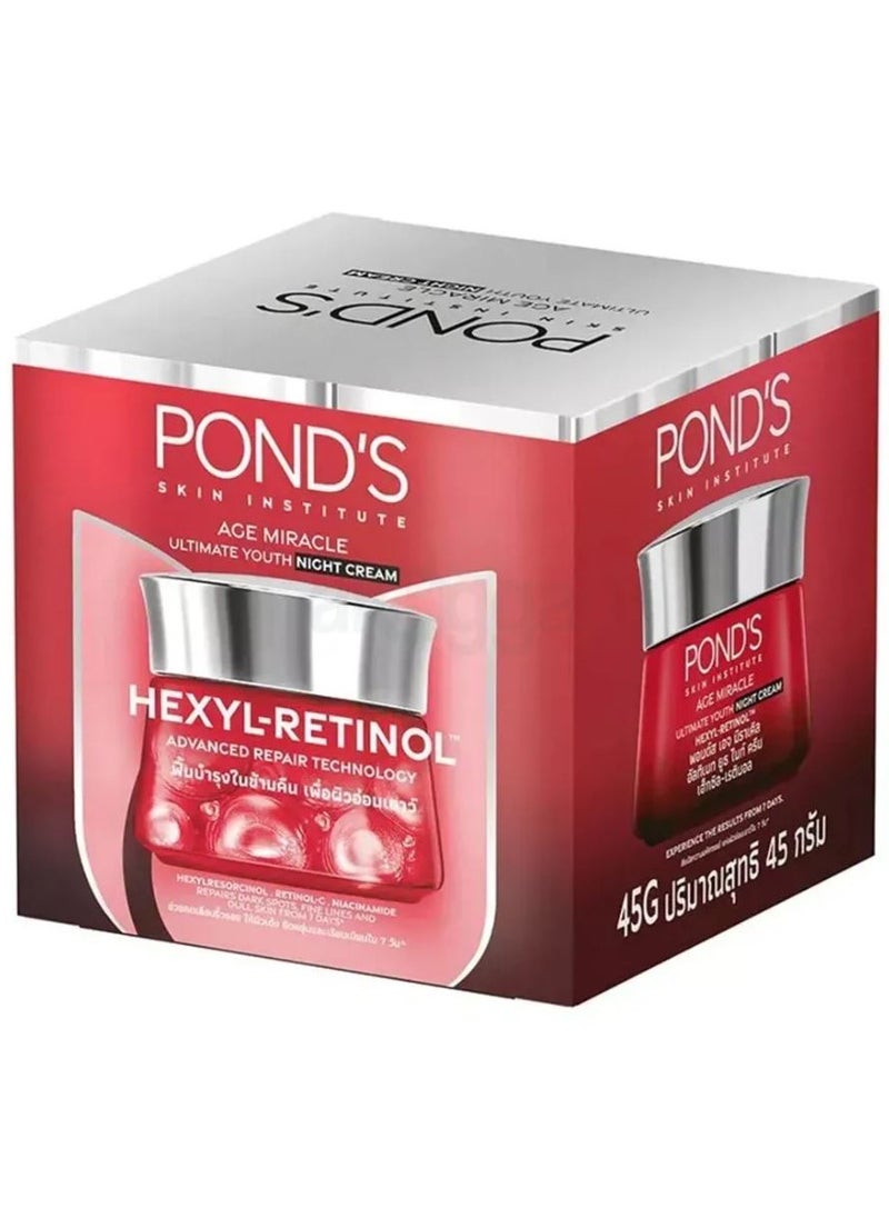 Pond's Age Miracle Ultimate Youth Hexyl Retinol Day Cream + Night Cream Fills Wrinkles Plumps Up Skin 45g X 2