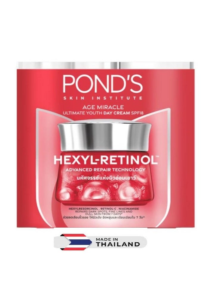Pond's Age Miracle Ultimate Youth Hexyl Retinol Day Cream + Night Cream Fills Wrinkles Plumps Up Skin 45g X 2
