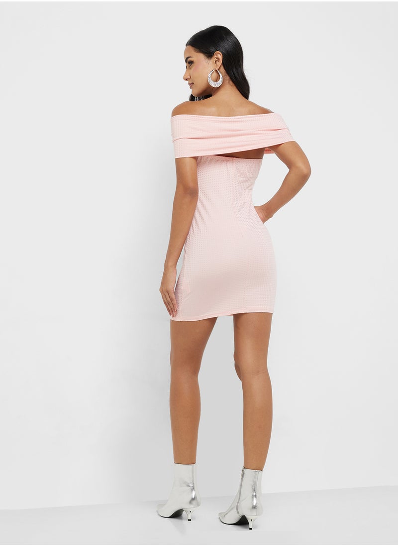 Off Shoulder Embellished Bodycon Dress