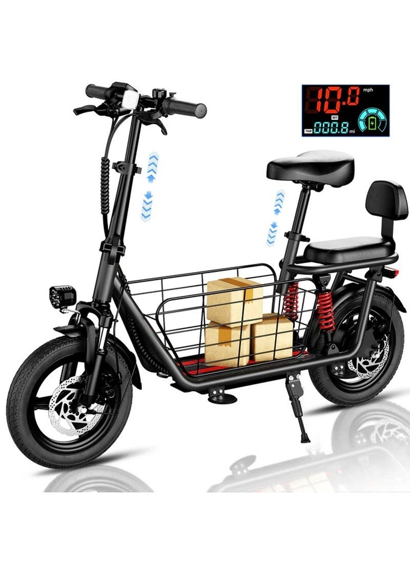 850W Electric Scooter with Double Seat, 48V 10Ah Battery, 50km/h Speed, 40km Range, Dual Suspension and Storage Basket, Electric Scooter