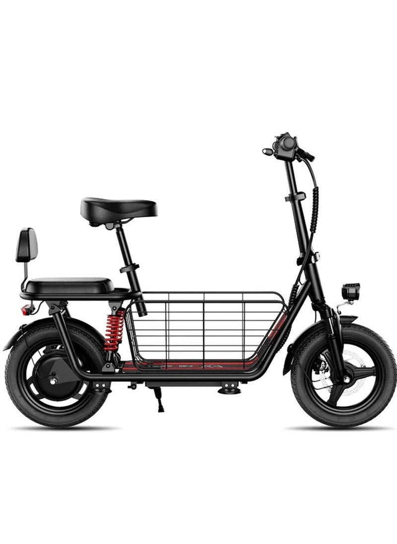 850W Electric Scooter with Double Seat, 48V 10Ah Battery, 50km/h Speed, 40km Range, Dual Suspension and Storage Basket, Electric Scooter
