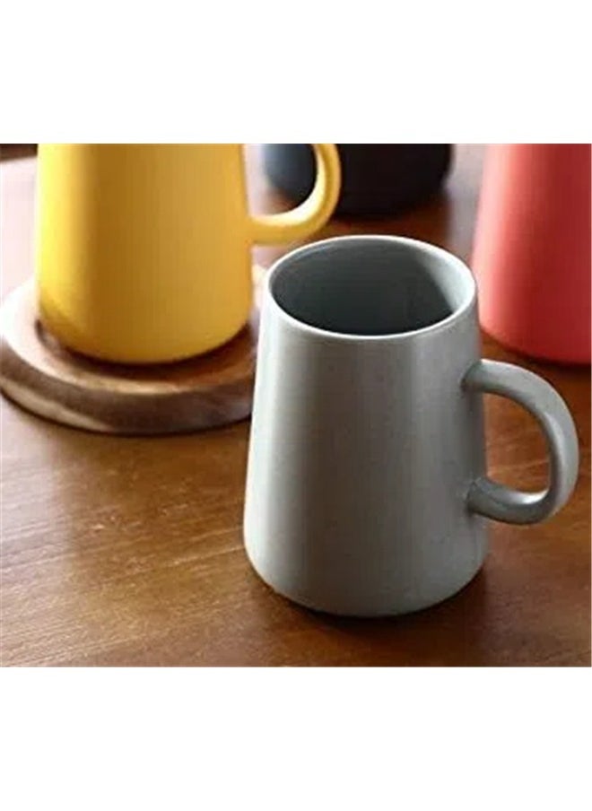 Frosted Coffee Mug 400mm，Mugs Ceramic cups for household use, matte color, used in cafes, environmentally friendly materials (gray)