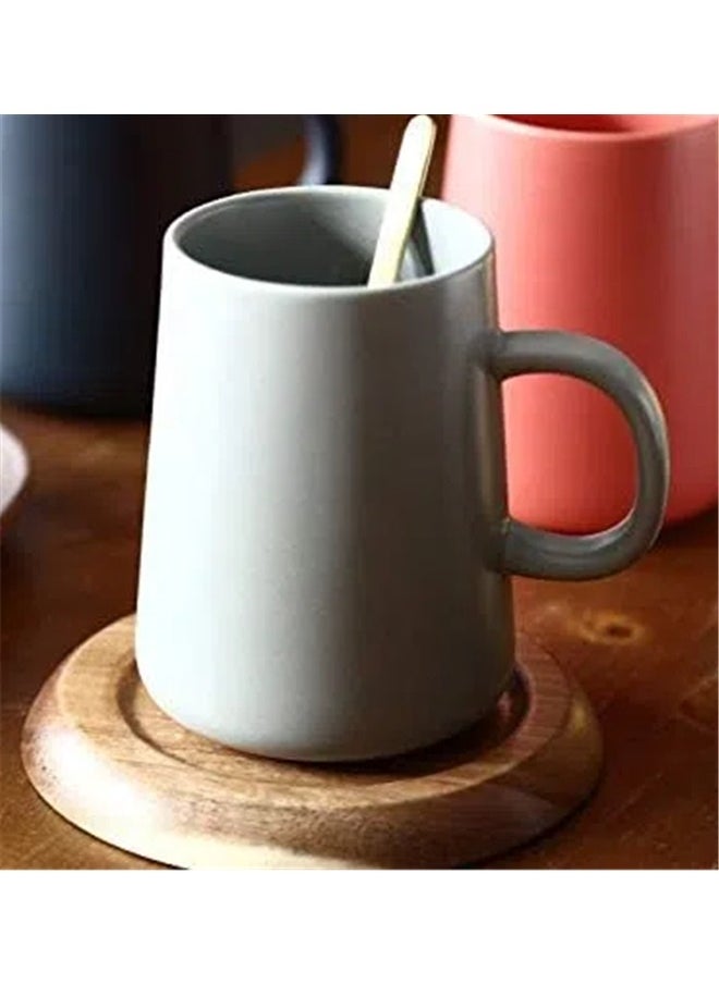 Frosted Coffee Mug 400mm，Mugs Ceramic cups for household use, matte color, used in cafes, environmentally friendly materials (gray)