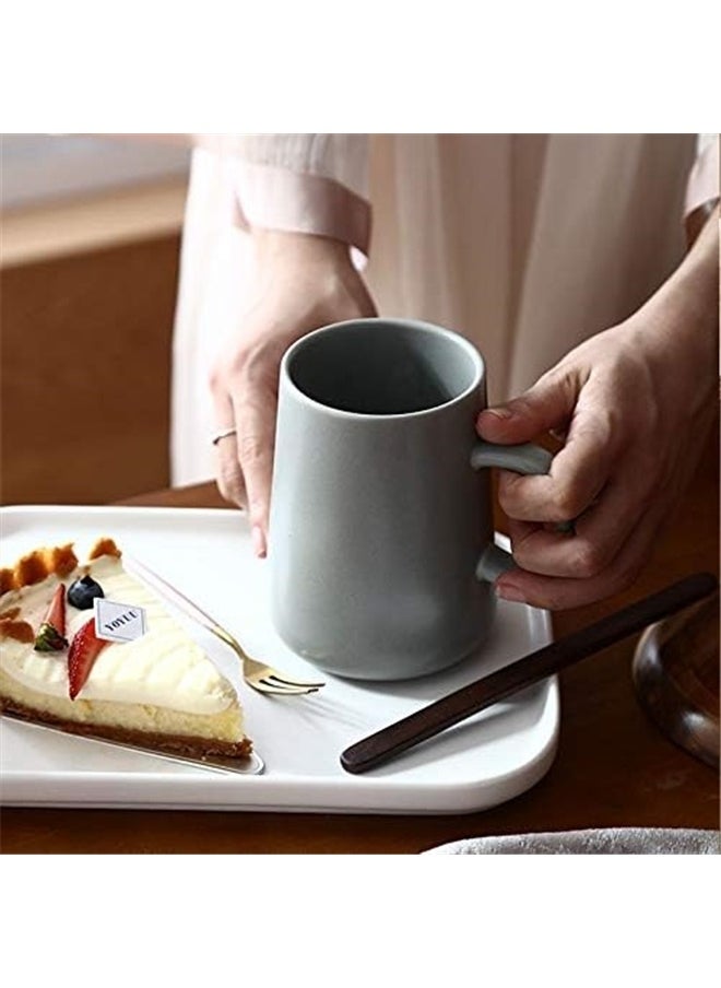 Frosted Coffee Mug 400mm，Mugs Ceramic cups for household use, matte color, used in cafes, environmentally friendly materials (gray)