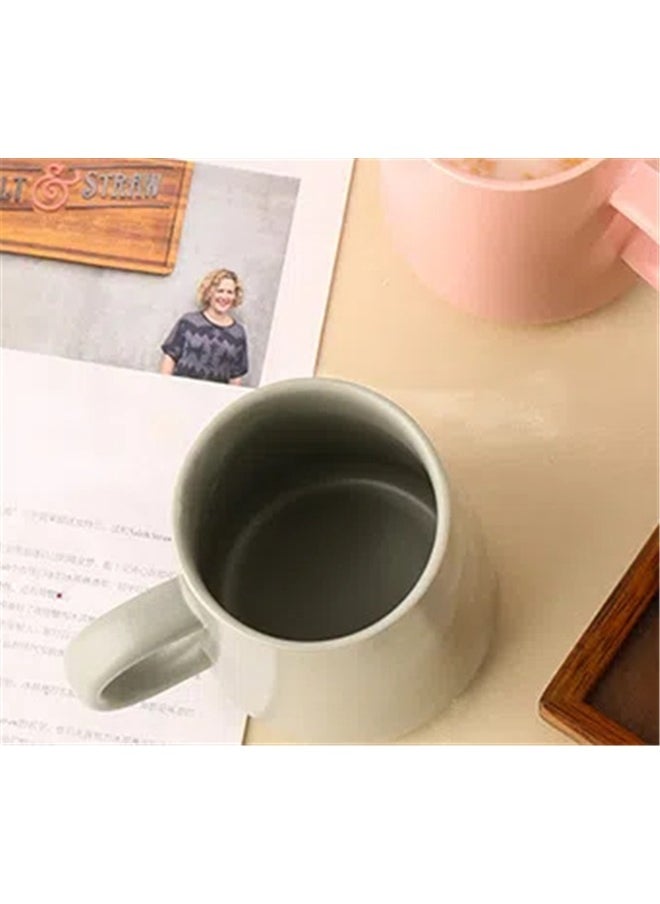 Frosted Coffee Mug 400mm，Mugs Ceramic cups for household use, matte color, used in cafes, environmentally friendly materials (gray)
