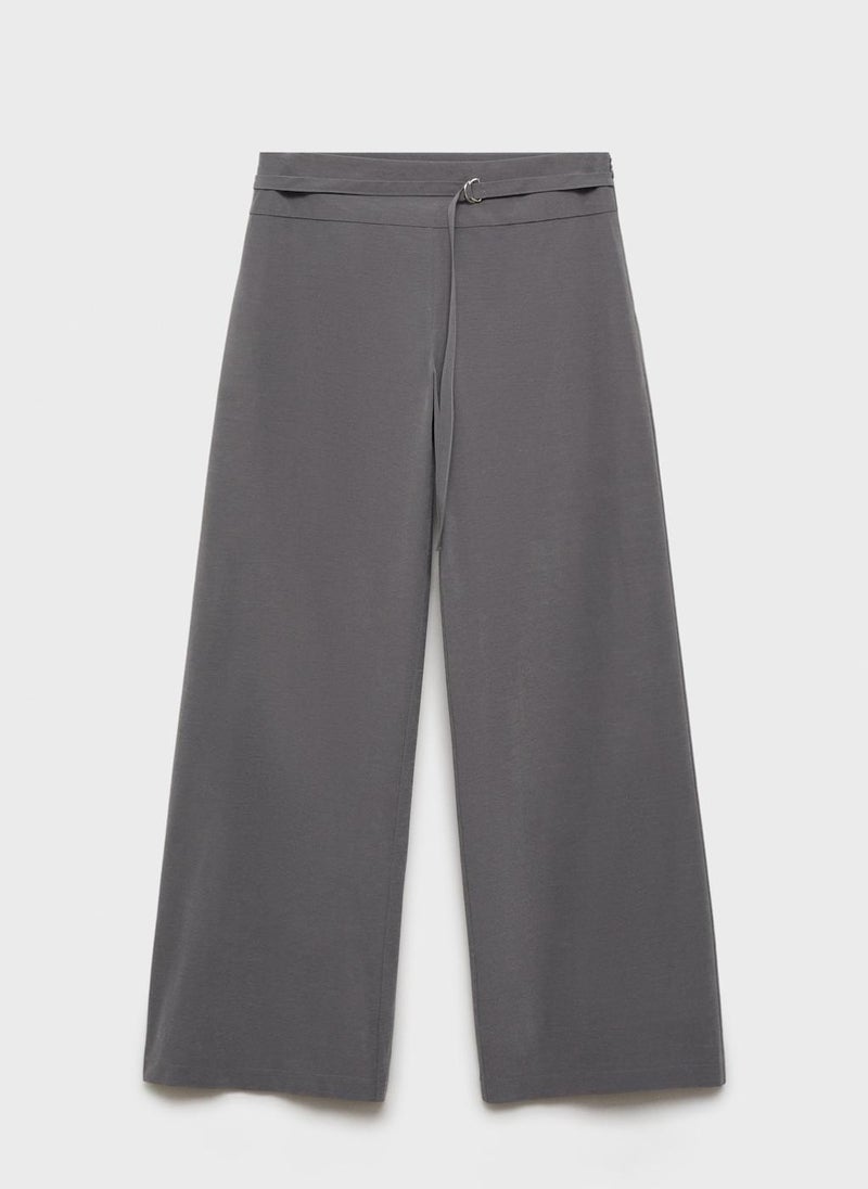 Straight Trousers With Fine Belt