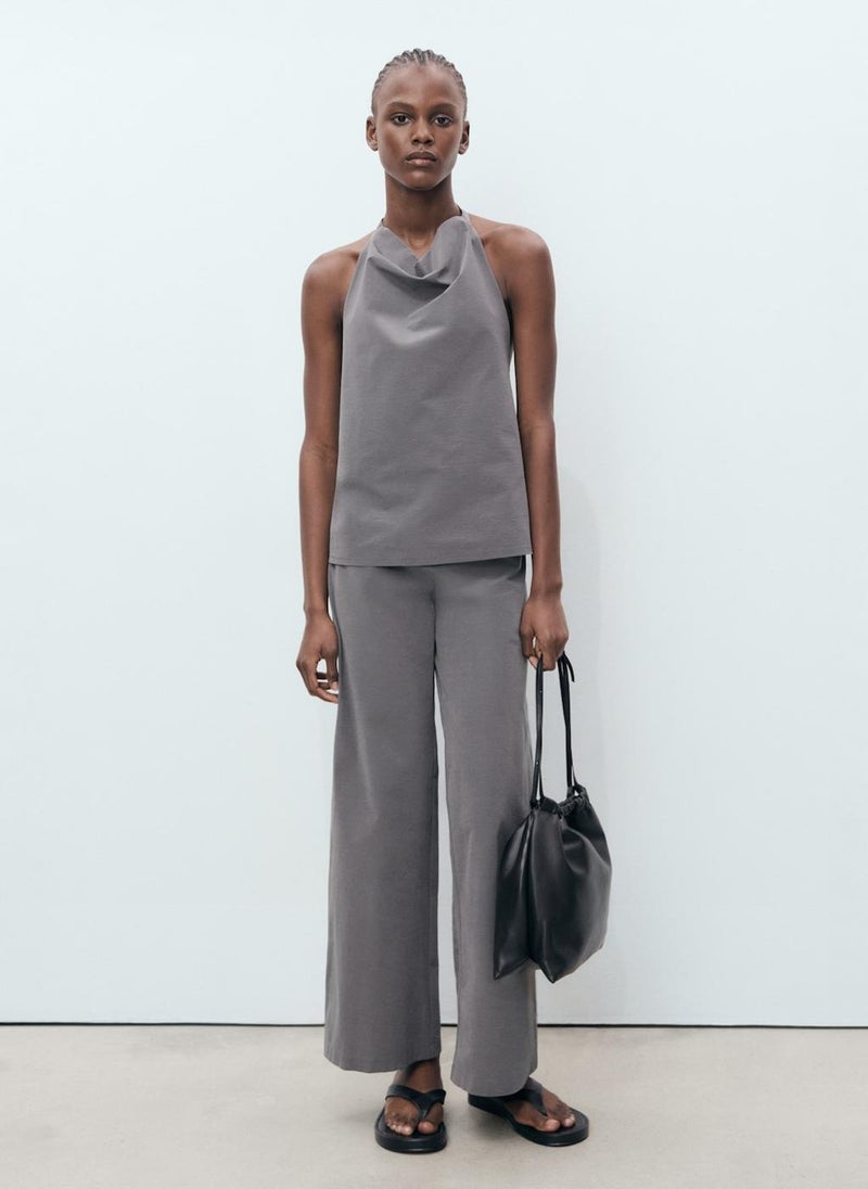 Straight Trousers With Fine Belt
