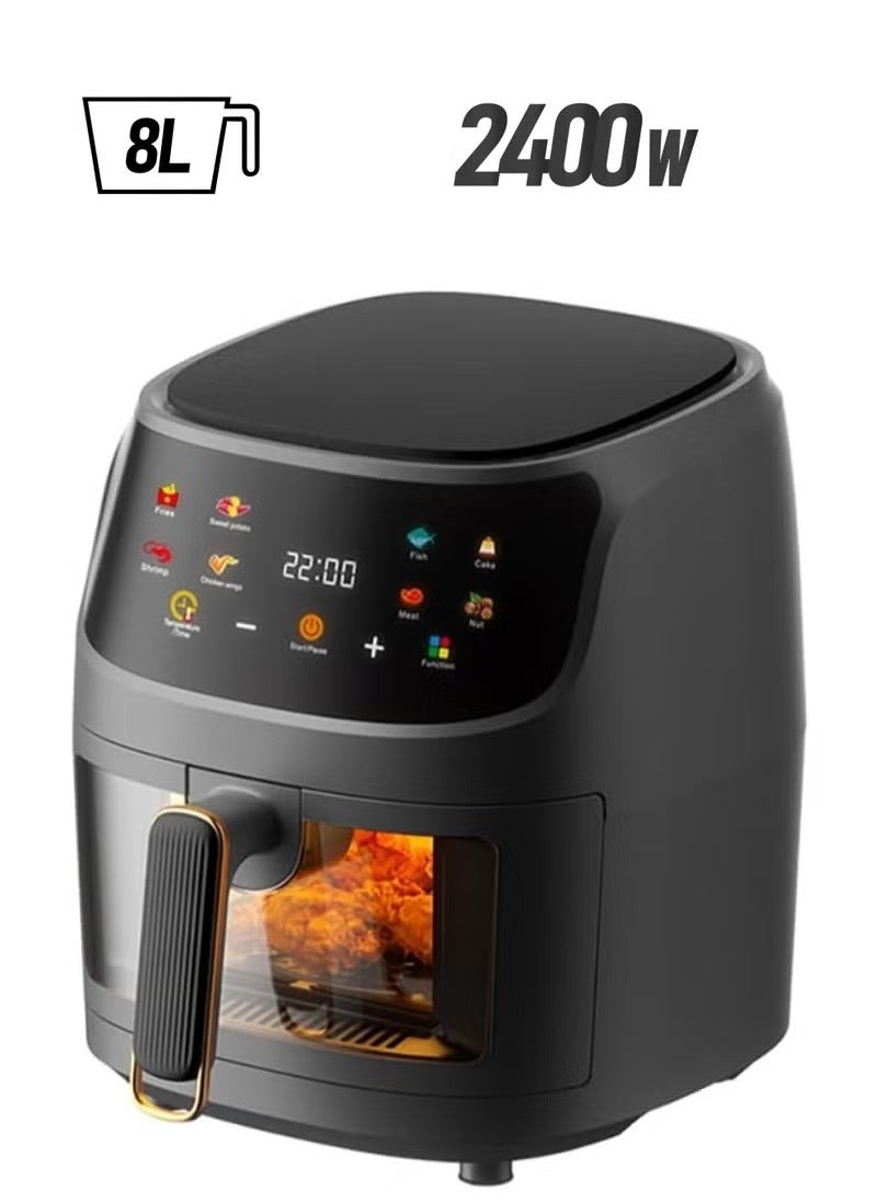 Multifunctional Air Fryer 8 Liter 2400W Extra Large Capacity Digital Touch Control Panel 8 Different Menu with Temperature Adjustable Instant Pot