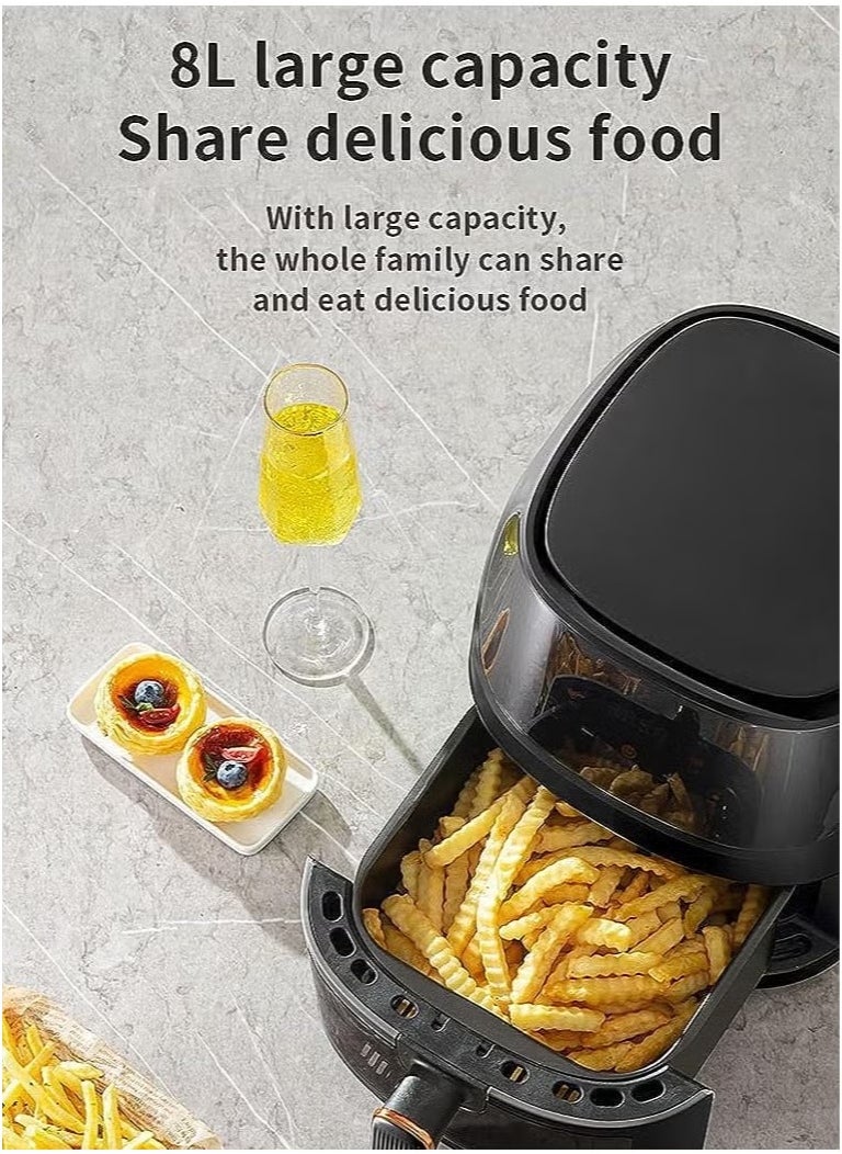 Multifunctional Air Fryer 8 Liter 2400W Extra Large Capacity Digital Touch Control Panel 8 Different Menu with Temperature Adjustable Instant Pot