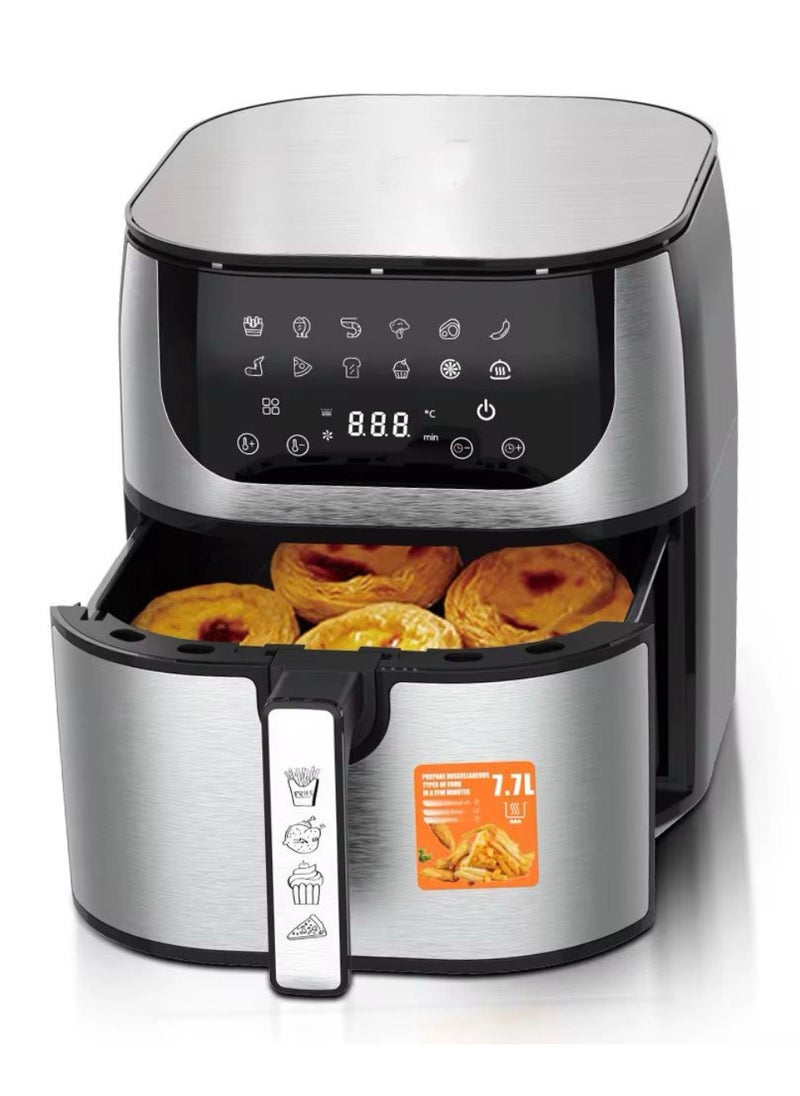 Digital Air Fryer, 7.7L Capacity, 1800W, 12 Presets, LED Touch Screen, Stainless Steel, Window View, Auto Shut-off