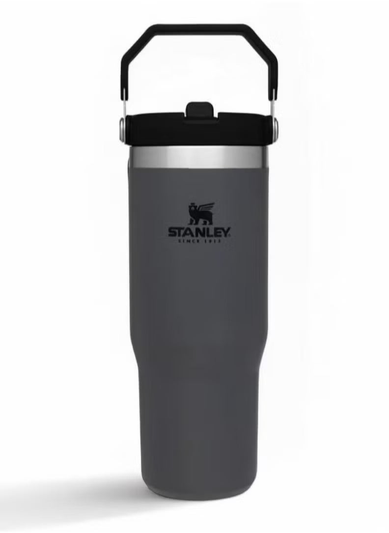 IceFlow Stainless Steel Tumbler - Vacuum Insulated Water Bottle for Home, Office or Car Reusable Cup with Straw Leak Resistant Flip Cold for 12 Hours or Iced for 2 Days, 30oz
