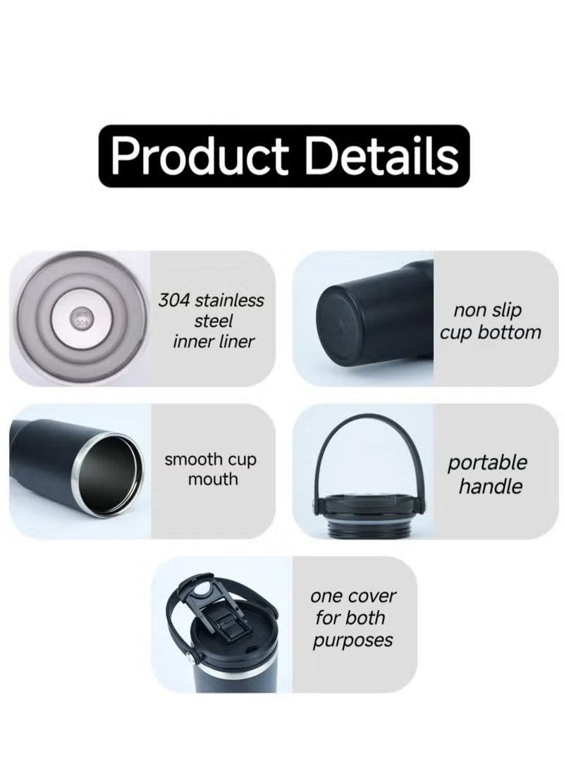 IceFlow Stainless Steel Tumbler - Vacuum Insulated Water Bottle for Home, Office or Car Reusable Cup with Straw Leak Resistant Flip Cold for 12 Hours or Iced for 2 Days, 30oz