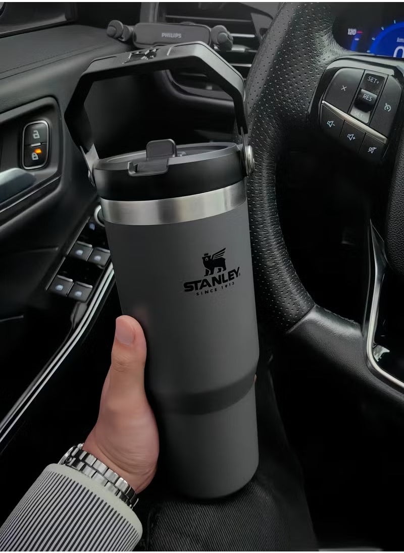 IceFlow Stainless Steel Tumbler - Vacuum Insulated Water Bottle for Home, Office or Car Reusable Cup with Straw Leak Resistant Flip Cold for 12 Hours or Iced for 2 Days, 30oz