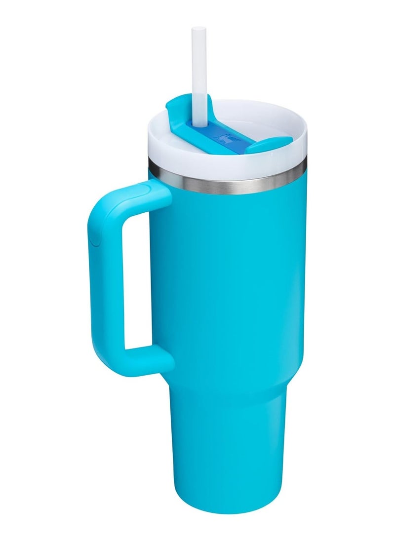 Stanley Quencher H2.0 Flowstate Stainless Steel Vacuum Insulated Tumbler with Lid and Straw for Water, Iced Tea or Coffee, Smoothie and More, (Pool Blue) - 40oz