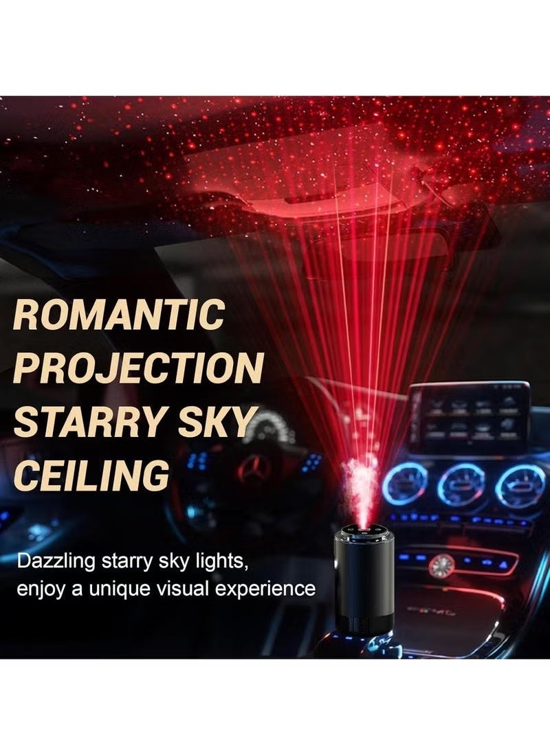 Smart Car Air Freshener Diffuser with Starry Sky Light Projection | Rechargeable Auto Aroma Diffuser with Perfume Oil | Intelligent Motion Sensor Car Scent Dispenser | USB Charging | Long-Lasting Cologne Fragrance | Silent Operation & Stylish Design