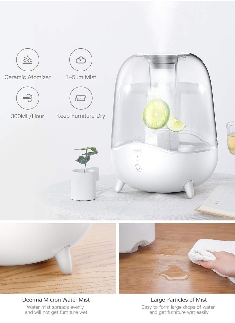 Crystal Clear Ultrasonic Cool Mist Humidifier 5L Capacity Silent Aromatherapy Diffuser Transparent Water Tank |Water Mist System | 5W Power | Water Shortage Protection | 36dB - White