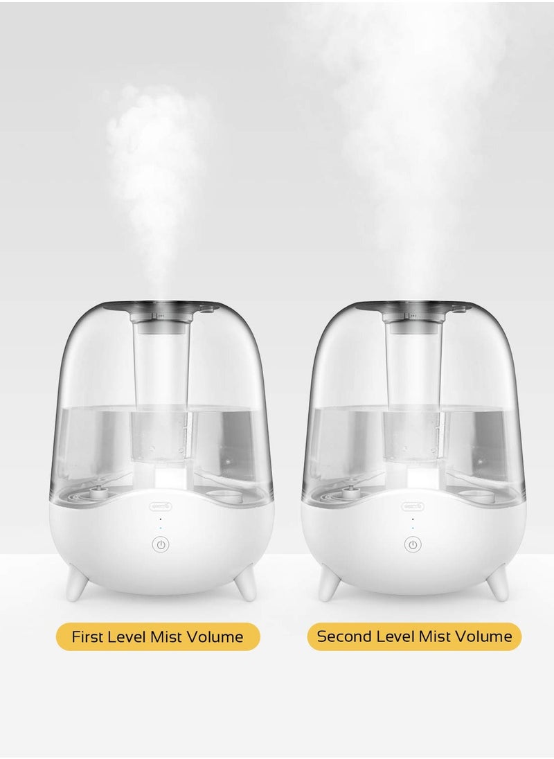 Crystal Clear Ultrasonic Cool Mist Humidifier 5L Capacity Silent Aromatherapy Diffuser Transparent Water Tank |Water Mist System | 5W Power | Water Shortage Protection | 36dB - White