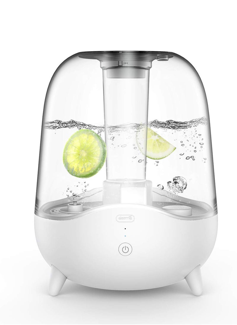 Crystal Clear Ultrasonic Cool Mist Humidifier 5L Capacity Silent Aromatherapy Diffuser Transparent Water Tank |Water Mist System | 5W Power | Water Shortage Protection | 36dB - White