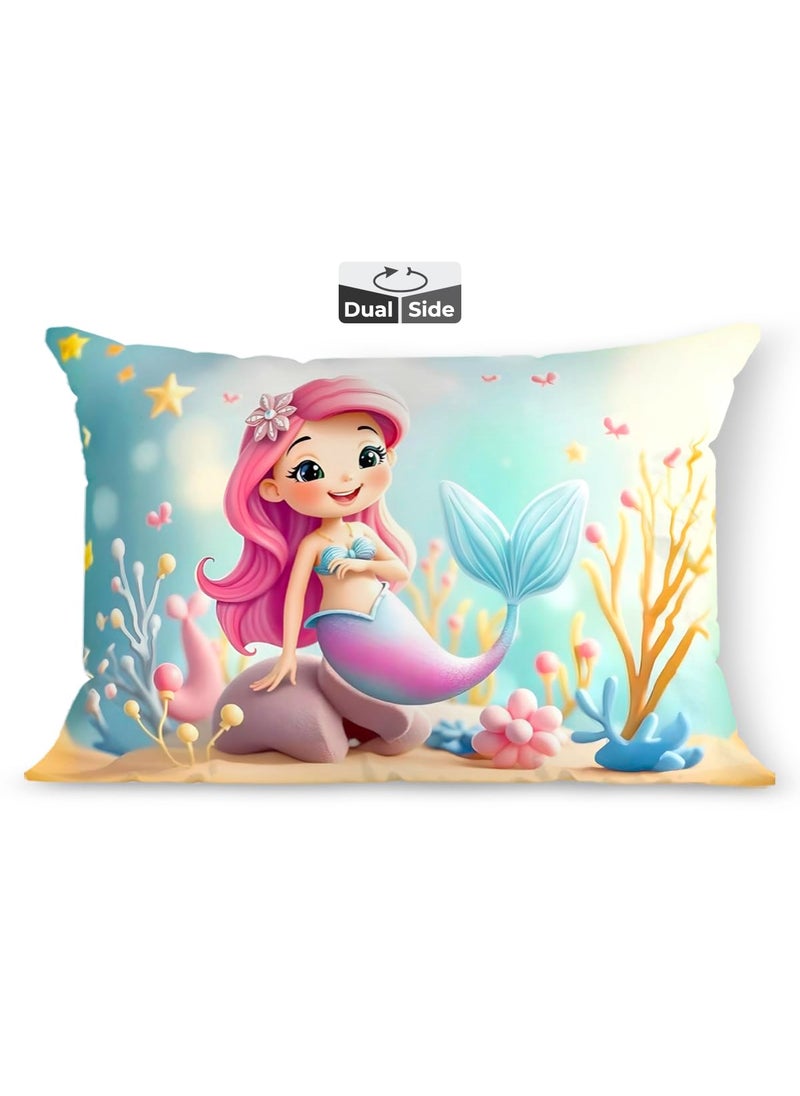 Brizberry Baby Kids Pillow Cushion for 3 Years to 8 Years Super Soft Fabric Princess Animal Cartoon Prints 12x18 inches Design 11
