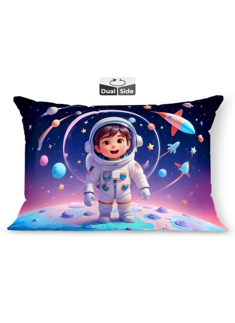 Brizberry Baby Kids Pillow Cushion for 3 Years to 8 Years Super Soft Fabric Astronaut Animal Cartoon Prints 12x18 inches Design 7
