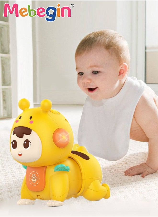 Baby Music Toy with 4 Buttons, Electric Crawling Toy with Music and Light, Muti-funtional Bee Toy, Educational Toy for Baby's Crawling and Head Lifting, Ideal Gift for Kids Aged 18 Months+, 9.2*12.3