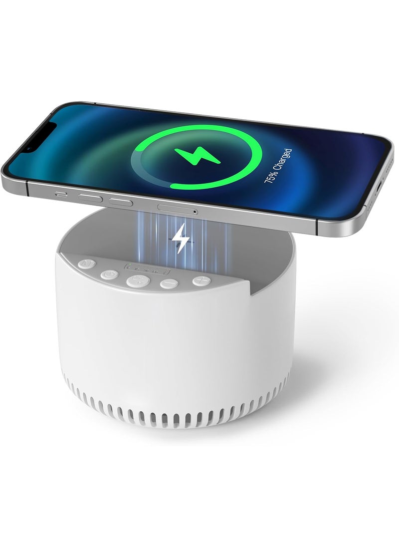 YIERSHIH Classic Bluetooth Speaker, Wireless Charging. The Original White Noise Sound Machine, Sleep Therapy for Adults & Baby, Noise Cancelling for Office Privacy & Meditation(White)