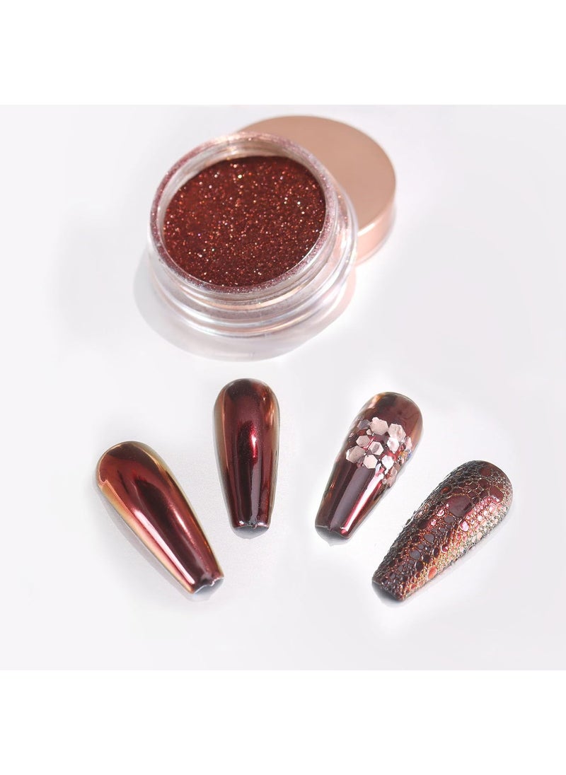 Allstarry Chameleon Chrome Nail Powder, Color-Shift Nail Powder Pigment Glitter Dust Magic Chameleon Mirror Effect Aurora Chrome Effect for Gel Polish Nail Art Decoration-Dark Hearts