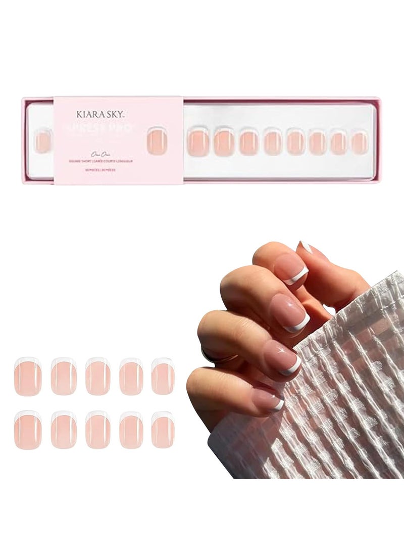 Kiara Sky XPRESS PRO 100% Acrylic Press On Nails - Instant Salon Quality Manicure, Long-Lasting, Easy Application, 30 Pieces Kit, Square Short-Oui Oui