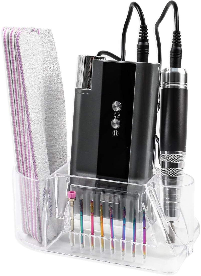 BQAN Nail Drill Holder Stand, 8 Holes for Nail Drill Bits Pro Nail Organizers and Storage for Nail Tech, Nail Drill Stand Display Storage Nail Desk Organizer for Nail Lovers, Clear