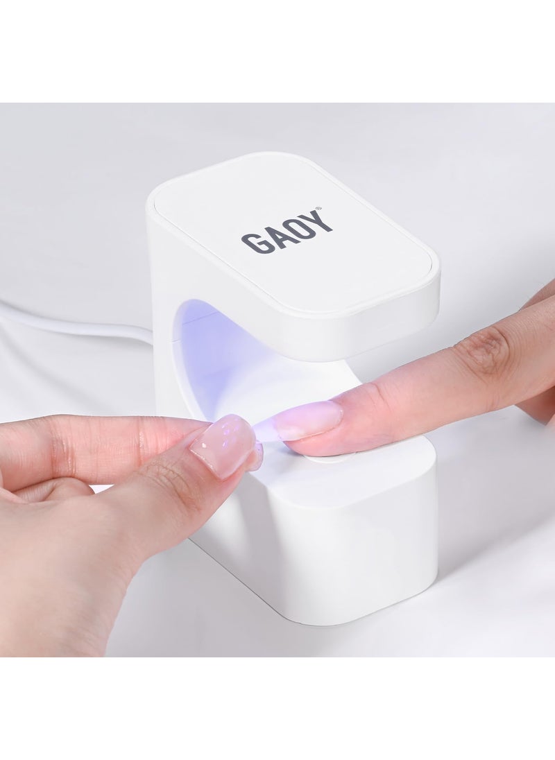 GAOY Mini UV Light for Gel Nails, Small Curing Light with 2 Timers, U-Shaped LED Nail Lamp for Fast Curing, White