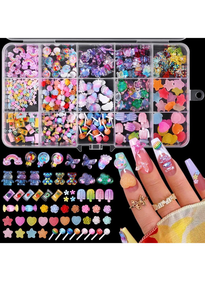 Major Dijit 3D Mix Assorted Color Nail Charms Acrylic Multi Cute Nail Art Charms Hollow Candy Jewelry Nail Supplies for Nail Art Design DIY Crafts Accessories (Colorful Candy)