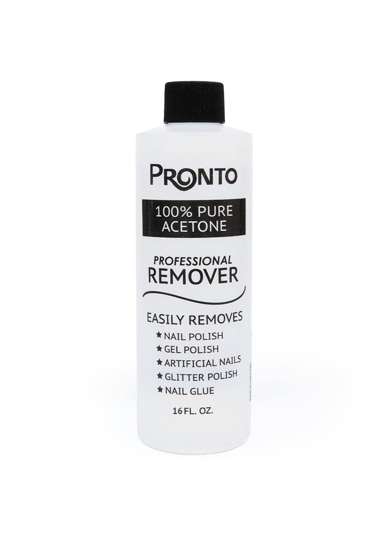 Pronto 100% Pure Acetone Gel Polish Remover - Removes Gel, Dip, Acrylic Nails & Glue - 16 Fl oz