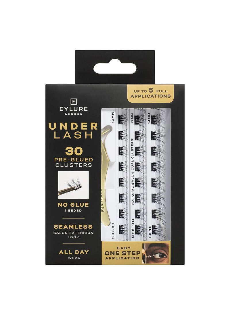 Eylure Underlash Press On Pre-Glued Lash Clusters, 30 Count (Includes Applicator, No Glue Needed, Up to 5 Applications)