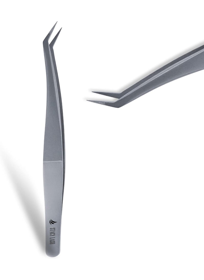 Stacy Lash STL-12 Curved Eyelash Extension Tweezers/Precision Tools for Classic & Volume Extensions & Premade Fans/Supplies for False Lashes Application/Beauty Accessories/Eyelashes Tool Applicator