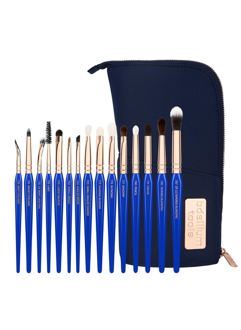 Bdellium Tools Professional Makeup Brush Golden Triangle - Eyes Only 15pc. Brush Set with Stand-Up Pouch