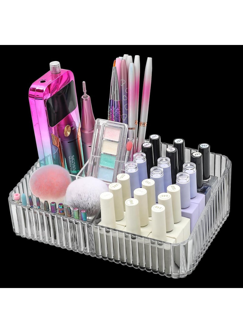 Nail Drill Machine & Bits Storage Box, 10 Holes Transparent Acrylic Drill Bit Holder, Plastic Nail Drill Tool Displayer Holder Case for Nails, Professional Nail Drill Grinding Bit Organizer