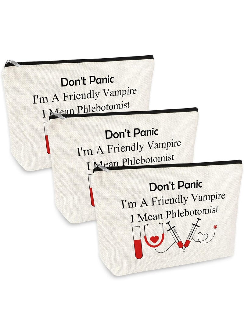 3 Pcs Funny Nurses Gift Makeup Bag Phlebotomist Gifts Phlebotomy Technician Phlebotomist Nurse Gifts Cosmetic Bag for Women Nurses Day Birthday Gift for Medical Technologist Phlebotomist Travel Pouch