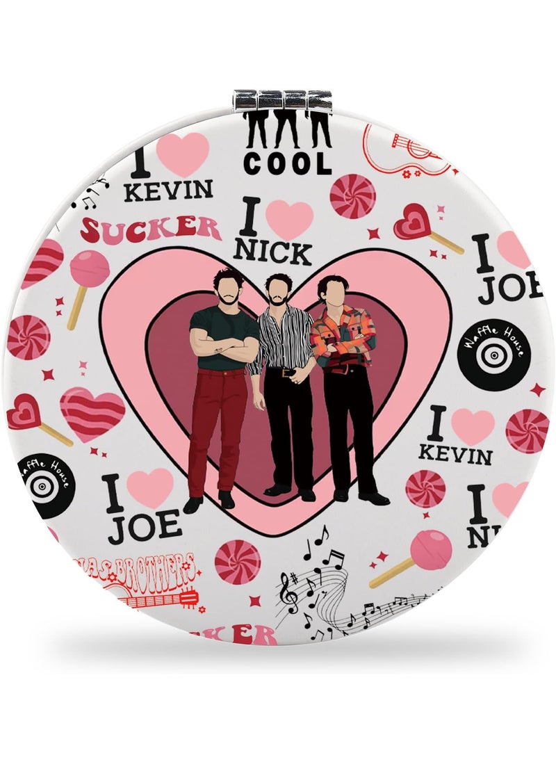 SEIRAA JoBros Band Pocket Mirror Rock Band Fans Gifts Music Group Compact Makeup Mirror Jonas Merchandise (3 Boy)