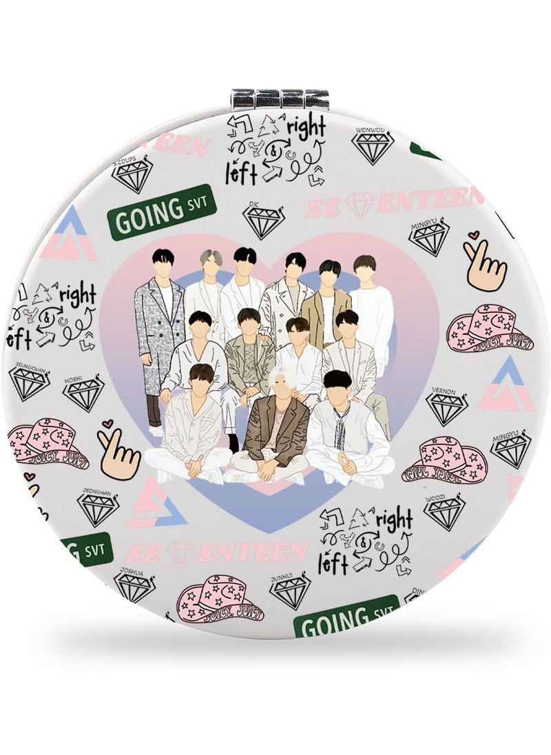 SEIRAA K-Pop 17 Pocket Mirror Kpop 17 Fans Gifts Seventeen Merchandise Kpop 17 Compact Makeup Mirror (Going)