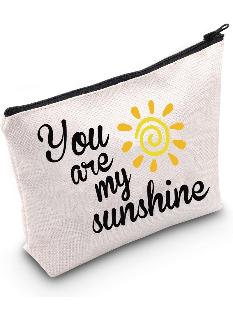 LEVLO Sunshine Makeup Bag You Are My Sunshine Makeup Bag Sunshine Zipper Bag Gift For Her (You are my sunshine)