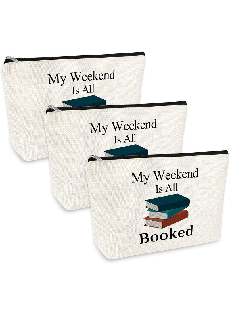 3 Pcs Book Lover Gifts Makeup Bag Reading Lover Gifts Reading Book Club Gift Bibliophile Gifts Book Worm Gift Bookish Gifts Librarian Gifts Best Friend Teacher Christmas Birthday Gifts Cosmetic Bag