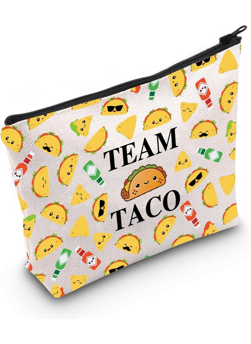 Funny Taco Tuesday Gift Team Taco Waterproof Makeup Bag Taco Lover Chef Teacher Graduation Gift (Team Taco)