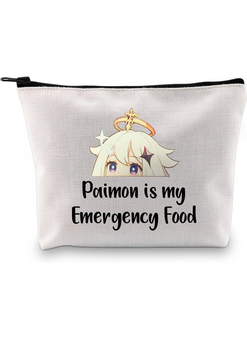 JXGZSO Anime Inspired Novelty Cosmetic Bag Paimon is my Emergency Food Traveller Gift Anime Lover Gift