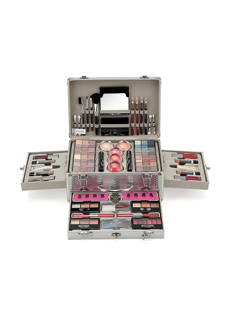Pure Vie All-in-One Holiday Gift Makeup Set Cosmetic Essential Starter Bundle Include Eyeshadow Palette Lipstick Concealer Blush Mascara Eyeliner Face Powder Lipgloss Brush - Makeup Full Kit for Women