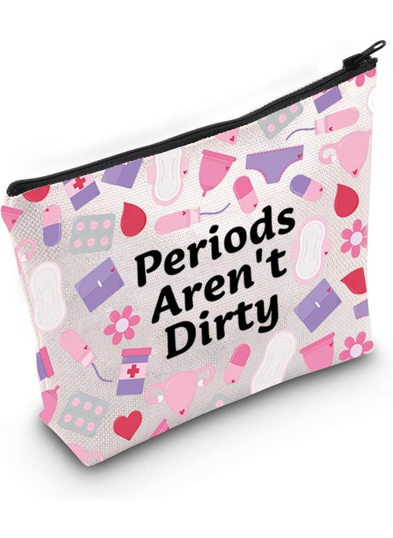 JXGZSO Funny Menstruation Gift Periods Aren't Dirty Makeup Bag Sanitary Storage Bag Period Pouch With Zipper