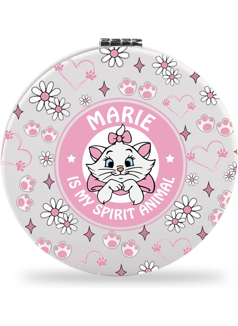 SEIRAA Marie Cat Pocket Mirror Marie Cat Gifts Marie Cat Makeup Mirror Marie Cat Merchandise Marie Ladies Gift (Light Pink Cat)
